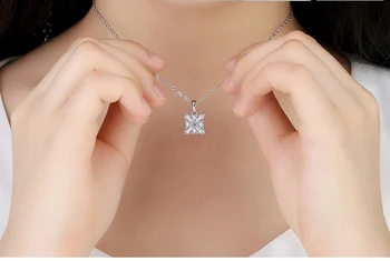 Fanqieliu Čvrsta Ogrlica-lanac od 925 sterling srebra Ženske trg nakit od kristala Privjesak Ogrlica za djevojke FQL21138