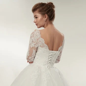 Fansmile Kvaliteta Vintage Vjenčanice čipka-up Dugi Rukav 2020 Individualne Plus Size Vjenčanica loptu haljina Robe de Mariage FSM-140F