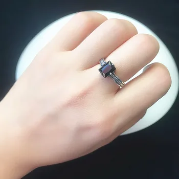 FNJ Crna Cirkon Prstenje od Srebra 925 sterling Podesive Veličine Popularno prsten od čistog srebra S925 za žene Nakit je Odličan