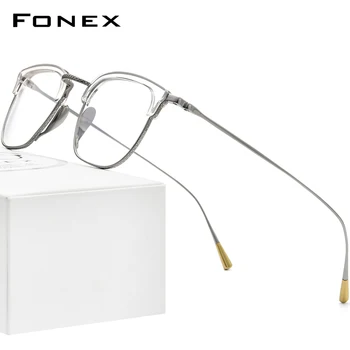 FONEX Acetat Titan Bodovi u okvirima Za muškarce Klasicni Četvrtaste Naočale na recept Za žene 2022 Vintage Kratkovidnost Optički Naočale F85661