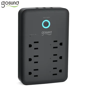Gosund P2 Crna Zidne Utičnice USB Smart Plug Produžna Utičnica 3 USB Porta 6 električnih Utičnica za ac Alexa Google Smart Home