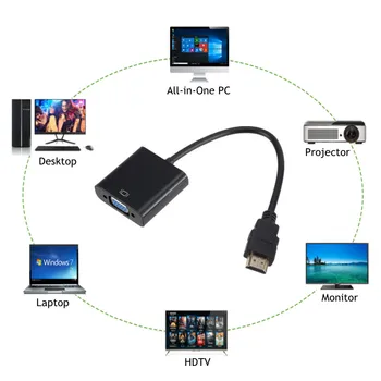 Grwibeou HD 1080P HDMI Kabel Konverter Između Muškaraca i žena VGA Famale S Adapterom za Napajanje Audio Digitalno Analogni Za Tablet prijenosno RAČUNALO TV