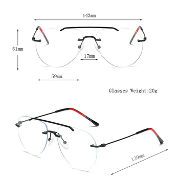 HDCRAFTER Prevelike Računalne rimless u okvirima Za muškarce i žene Anti-plavo Svjetlo, blokiranje Naočale za oči, Optički naočale na recept