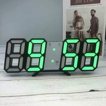 Home Dekor 3D Veliki LED Digitalni Zidni Sat Stolni Satovi Datum Vrijeme Celzija noćno svjetlo Prikaz Stolni sat za Alarm Iz Dnevnog boravka