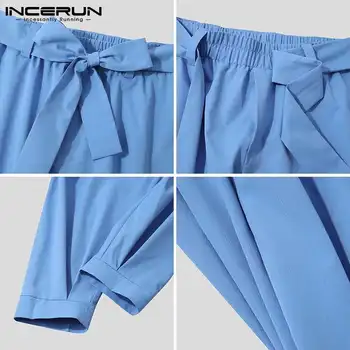 INCERUN 2021 Nova muška moda Čvrste hlače s remen Svakodnevne ženske sportske hlače za žene Besplatan široke hlače za hlače S-5XL 7