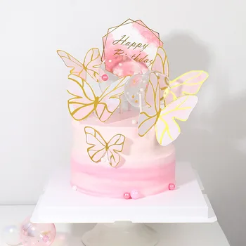 INS Tortu za rođendan Topper Proizvodnja Leptir Vjenčanje Tkanina Kolač Ograda Krasi 3D Svadbena Torta Topper Tortu za rođendan bočni dodaci