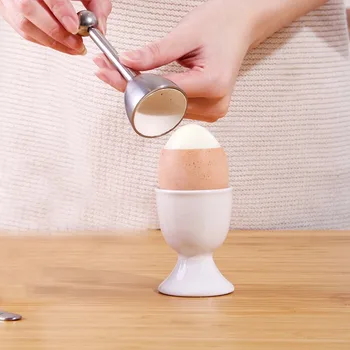 Jaje Kreker Topper Kuhinja Kreker za jaja od nehrđajućeg čelika Alat za uklanjanje gornji dio Ljuske jaja, tvrdo kuhana, Glatko okruglu rupu