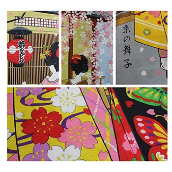 Japanski Stil Dug Vrata Zavjese Kyoto Gejše Djevojke I Procvata Trešnja Obrada Prozora Tapiserija Za Uređenje Doma 33,5 X 5