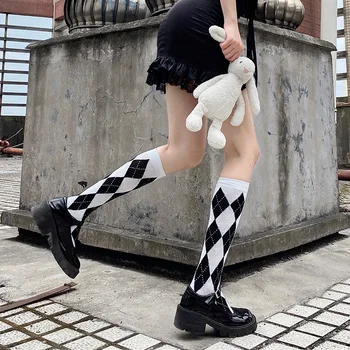 Japanski čarape Harajuku Lingge do telad Ženska 2021 Modni bijele čarape od čistog pamuka Jesen Lolita Kawai Prozračna Ženske čarape