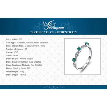 JewelryPalace 3 Kamen Imitacija Nano Smaragd 925 Sterling silver Prsten za Žene Moda Zeleni Dragulj Nakit Zaručnički Prsten