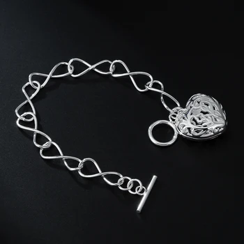 Jewelrytop 925 sterling srebra Predivna šuplje srce narukvice privjesci za žene modni večernje vjenčanje ovjes dar ljubitelj nakita