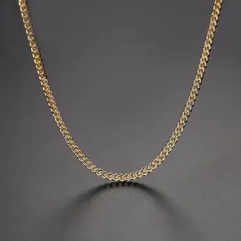 JINSE Hip-hop 2 mm Kubanske ogrlica sa lancem Zlatne boje, muške ogrlice Sve, Ulične mode, Bakar, materijal, Nakit s dugom kruga