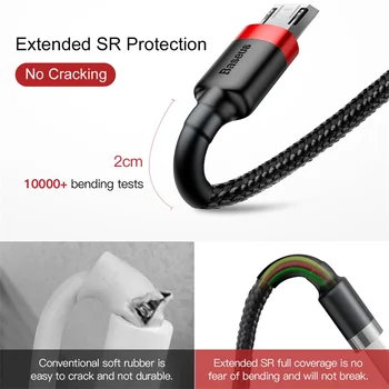 Kabel Baseus Micro USB 2.4 A Brzo Punjenje za Samsung J7 Redmi Note 5 Pro Android Mobilni Telefon, Micro USB Kabel, Punjač, Kabel za prijenos Podataka