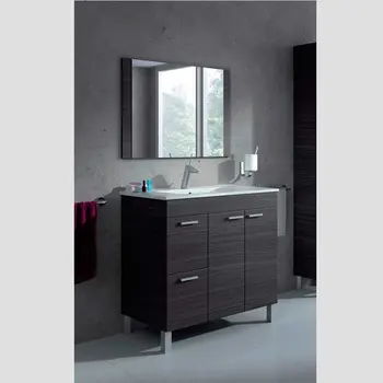 Komplet za kupaonicu s wc-om siv-siva (namještaj + umivaonik od PMMA + odgovarajuće ogledalo + stupac)