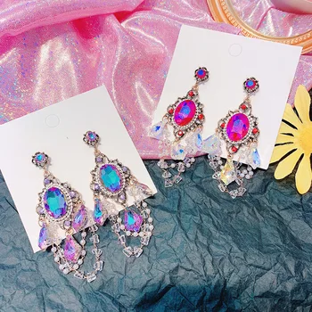 Korejski Berba Luksuzni Šarene Naušnice-kapi od kristala za žene, djevojčice, Elegantne biserne perle sa četkom, nakit Pendientes