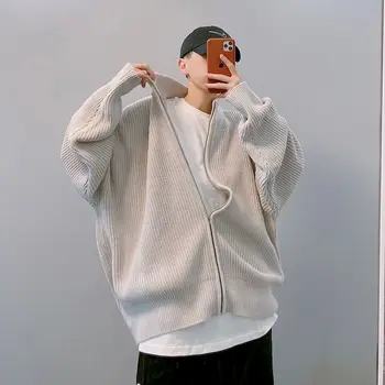 Korejski moderan džemper na munje pletene kardigan dugih rukava однотонный džemper jesen zima ženska muška odjeća slobodan grunge top