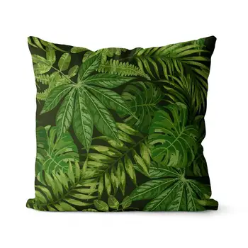 Krzno Lanena jastučnica za jastuk Nordic Cvjetni jastučnicu s palminim Listom Ukrasne 45*45 40*40 za spavaće sobe Jastučnicu sa zelenim lišćem palme