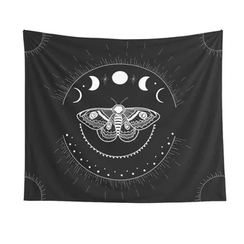 Leptir faza Mjeseca zidna tapiserija boem cigan psihodelični тапиз crno sunce čarolije gatanje ukras goblena