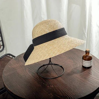 Ljetna ženski šešir sa trakom Šešir Sa širokim bočnim Солнцезащитной kapa Panama od prave pšenične slame Kape 10 cm sa širokim poljima Godišnjeg odmora Plaža šešir za dame