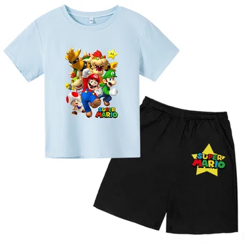 Ljetne dječje majice + Kratke hlače Setove Modni Slatka Dječaci Djevojčice od čistog pamuka za bebe Svakodnevne 4 T-14, T Dječja igra Mario Bros Poklon