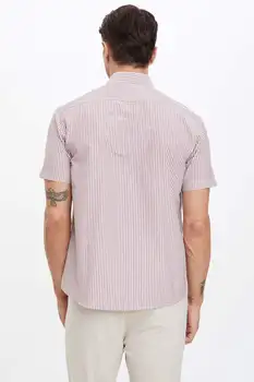 Ljetne muške košulje DeFacto s redovitim crtanje linije kratkih rukava, Tkani Top, Muška muška Moda-R1113AZ20SM
