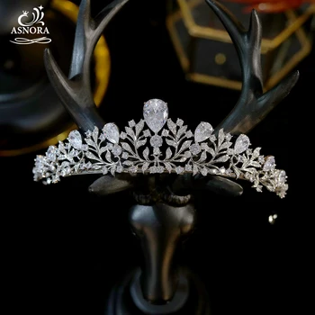 Luksuzni Kubni Cirkonij Crystal Crown Vjenčanja Tijara Vijenac Svadbeni Nakit Za Kosu Bijoux Mariage Couronne Princesse Fille