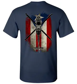 Majica s helikopter UH-60 Black Hawk sa kreativnog dizajna Zastava Puerto Rico. Ljetna Pamučna muška majica kratkih Rukava i okruglog Izreza