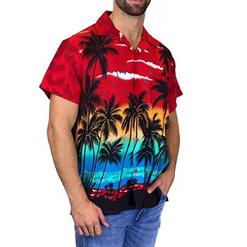 Majica sa po cijeloj površini kokos palme kratkih rukava Za muškarce u havajskom stilu Casual slobodna košulja po cijeloj površini za muškarce Slobodna ljeto plaža shirt Majice