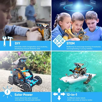 Matične 12 U 1 Kreativno Razvija Igračkama Na Solarni Robot Znanstveni DIY Kit Blokovi su Igračke Za Dječake 8-10 Godina