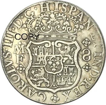 Meksiko Carlos III Stup 8 Reale 1762 MF Fotokopirni kovanice Visoke kvalitete