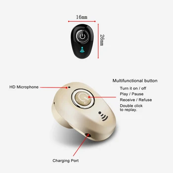 Mini-Nevidljive Bežične Slušalice vrijednost je ture S redukcijom šuma Bluetooth Slušalice, Handsfree Slušalice TWS Slušalica S Mikrofonom