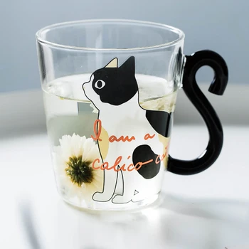 Mlijeko, kava i čaj čašu crtani kreativni slatka mačka čaša crnog vina pivo u čašu za šampanjac djeca mogu biti iznova ispunjeni