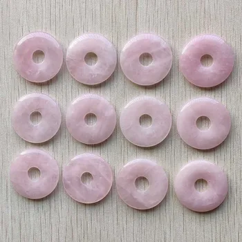 Moda kvalitetan prirodni kvarc kamen pink krug prsten nosača perle 30 mm za izradu nakita 12 kom./lot veleprodaja besplatno