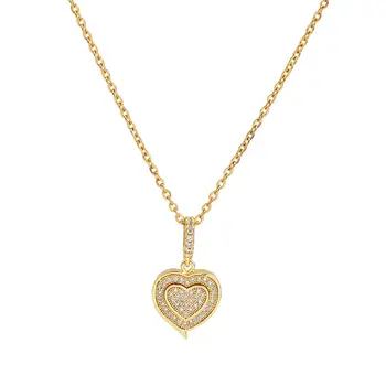 Moda Od Nehrđajućeg Čelika Mikro Utro Ogrlica Zlatno Srce Transparentno Kubni Cirkonij Ženske Ogrlice Nakit Darove 45 cm Dužine, 1 kom