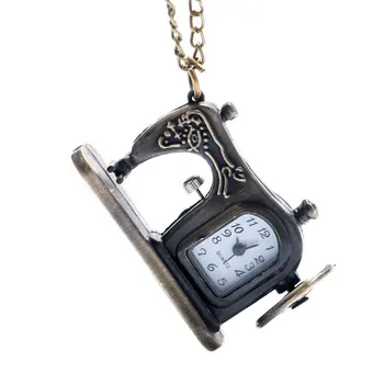 Moderan Šivaći stroj Dizajnerske džepni sat Brončane Starinski sat u Steampunk stilu Privjesku s lancem za ogrlice Popularan poklon Izravna dostava