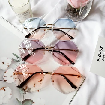 Modni brodovi Preveliki Trg Sunčane naočale rimless s prozirnim staklima u okvirima Muške Sunčane naočale Marke dizajnerske naočale za žene