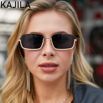 Modni Mali Pravokutni Sunčane naočale za žene 2022 Luksuzni brand Sunčane naočale rimless za žene sa kutijom Vintage naočale