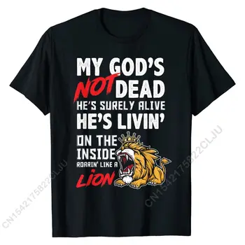Moj Bog Nije Mrtav Lav Isus Krist Je Kršćanska Vjera T-Shirt Majice Камиза Klasične Muške Majice Muške Majice Камиза Pamuk
