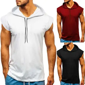 Muška majica kratkih rukava za fitness, Teretana, tanka majica s kapuljačom, majica za mišiće