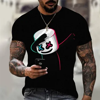 Muška majica s 3D ispis Funny Face, Moderan Svakodnevni Ulični hip-hop Udobna Sportska odjeća, Muška odjeća, što je Novost u 2