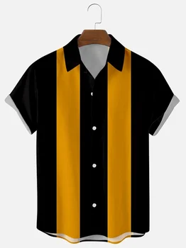 Muška odjeća 2021 Novi Godišnji Žutim prugama 3D Digitalni Tisak Trend Slobodna majicu s kratkim rukavima Muški top Camisas Para Hombre
