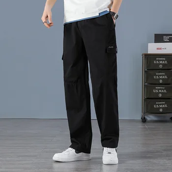 Muške hlače veličine je Veliki Plus Svakodnevne Muške Elastične struka s više džepova Duge Široke Slobodne Ravne hlače-teretni za jogging Muški 6XL