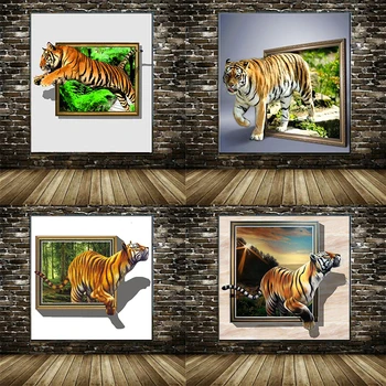 Najbolji 5D DIY diamond vez životinja tigar, puni kvadratnom cijele gorski kristal diamond slikarstvo, diamond mozaik umijeće uređenja doma