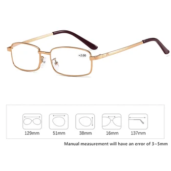 Naočale za čitanje sa zaštitom od umora za muškarce i žene Jednostavne Naočale za čitanje u kvadratni ivicom Lagane Metalne Naočale za dalekovidnost 250