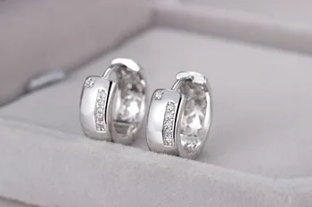 Naušnice-prsten od 925 sterling srebra sa kristalne krug za žene Večernje Vjenčanje dekoracije eh284