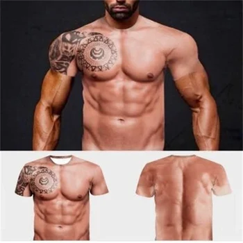 Nedavno Muška majica s tetovažom mišića za ljetni odmor na plaži Za muškarce kratkih rukava 3d Digitalni tisak Majica Svakodnevne majice t-Shirt