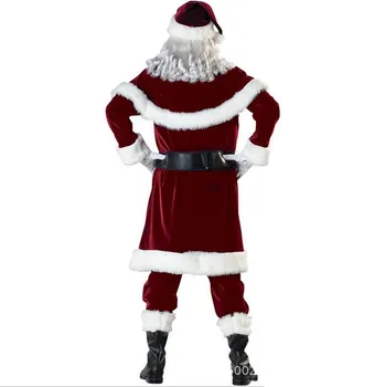 Nova Godina i Božić Cosplay Odijela Djeda Mraza Luksuzni Velvet Crvena Jakna Haljine Bijele Brade Perika Za odrasle Ženska Muška Odjeća