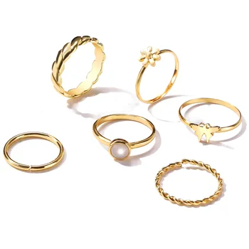 Nova Moda Prsten u obliku Leptira Setovi Zlatne Boje Geometrijski prsten s костяшками za žene Nakit Svadbene Darove na помолвку