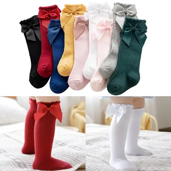 Nove Čarape za djevojčice s lukom Pamuk Baby Baby čarape Soft Duge čarape za djecu Dječje Čarape Princeze do koljena Za 0-7 godina
