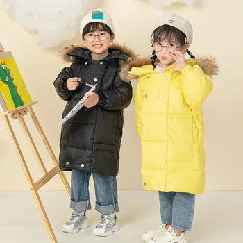 Novi dječji dolje jaknu Dužine iznad koljena U modernom stilu, Za dječake i djevojčice Gusta topla zimska jakna Odjeća 4 običnog boje